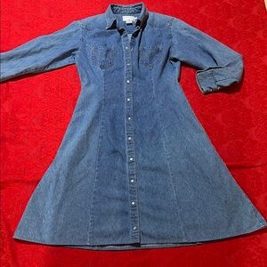 Vintage 1970s Denim Snap-Up Dress/Duster/Coat like 6 or 8 but says a vintage 10